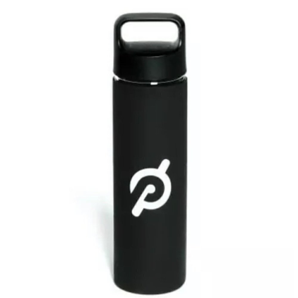 Peloton Black Rubber Twist Top Lid Sleeve Non Slip Glass Water Bottle 16oz